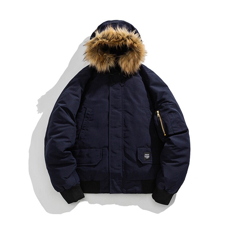 冬季加厚保暖连帽毛领休闲棉衣情侣棉服中性风棉衣外套MY7800p110,男装棉衣,电商A128