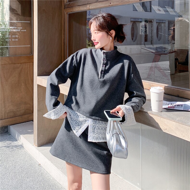 新款2026春季假两件蕾丝拼接外套6210-P160-K258,女装套装/套裙,2C057