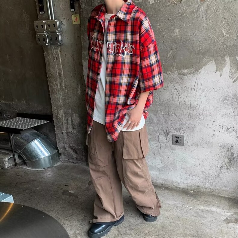 夏季新款衬衫潮流慵懒男方领刺绣衬衫P35,男装衬衫,星座1116-2
