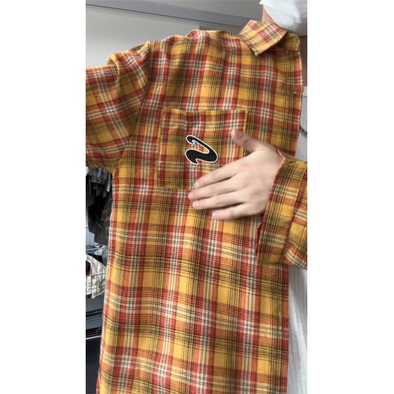 美式复古格子衬衫男长袖新款vintage高级感衬衣情侣外套CSD10 P35图片
