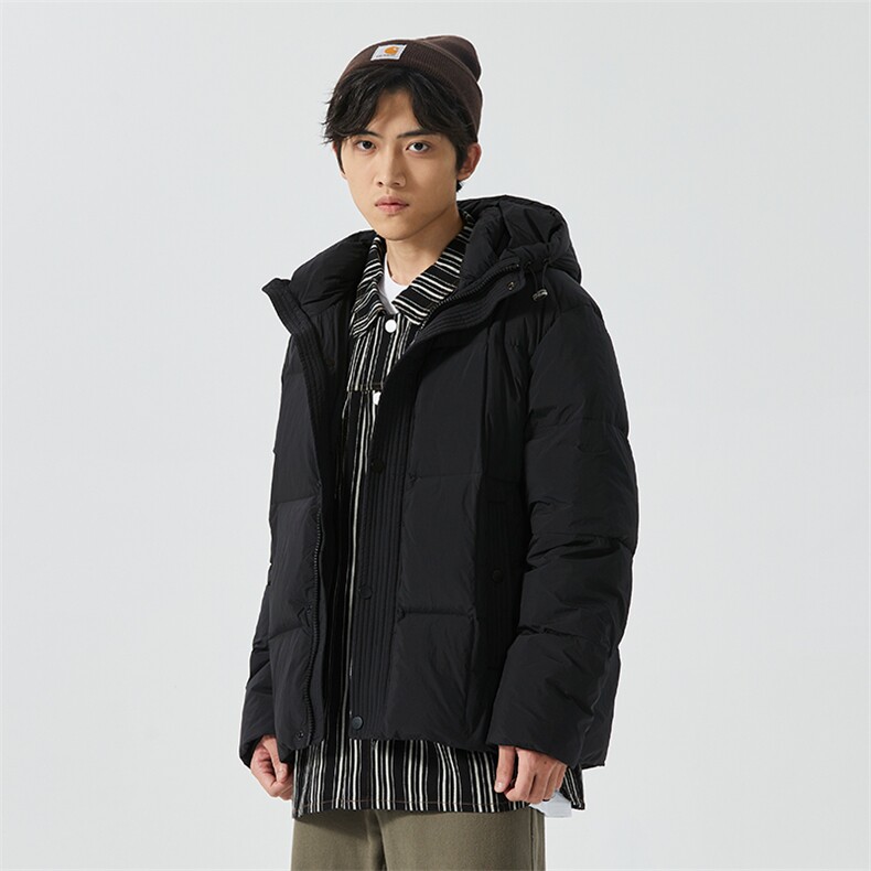 新标90白鸭绒简约休闲连帽外套纯色加厚羽绒服ESY0209-P210,男装羽绒服,电商B306