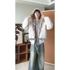 现货高品质美式高街冬季重磅硬挺短款座山雕毛领棉衣男女加厚外套，男装棉衣，电商A486