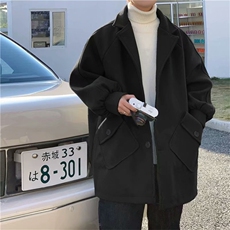 毛呢大衣男中长款痞帅炸街呢子外套秋冬韩版潮休闲风衣FY448-P68，男装风衣，星座1008