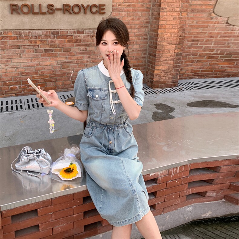 2025年夏装新中式风牛仔连衣裙2C133-997-P125-K178,女装连衣裙,2C133