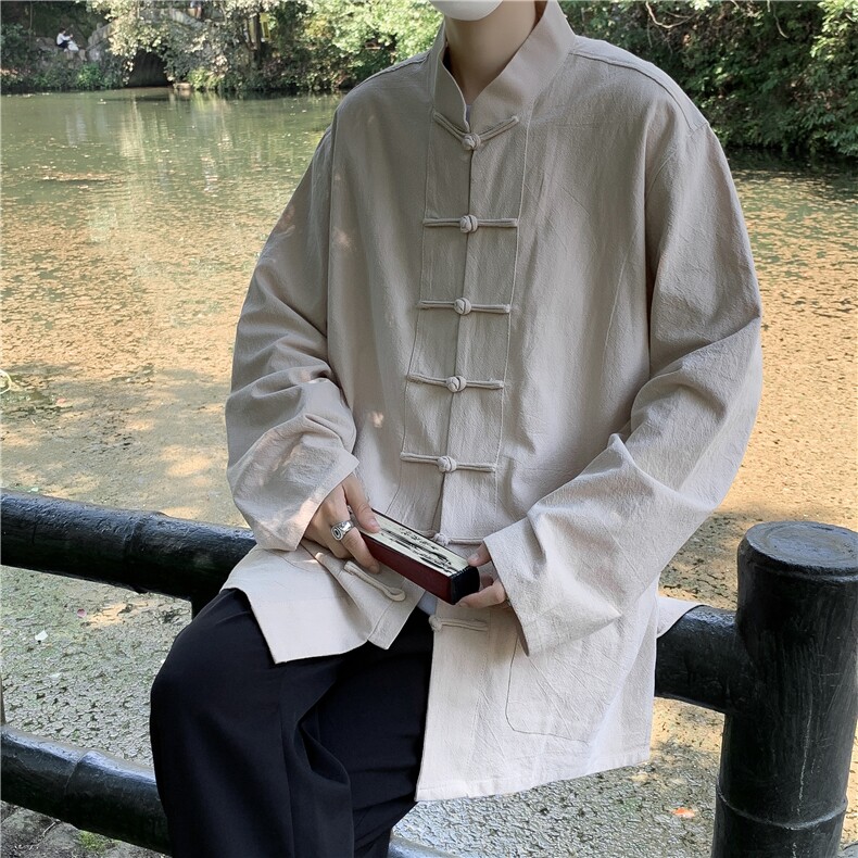 春秋棉麻复古青年汉服风唐装男女新中式外套中山装C04524-P45图片