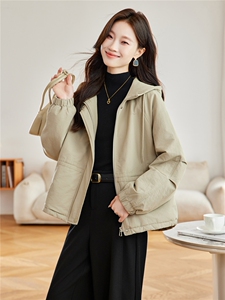 时尚连帽短款加绒加厚外套女2025秋冬新款宽松显瘦休闲派克服棉服图片