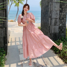 现货法式V领蛋糕裙2C105-8860-P125-K178，女装连衣裙，2C105