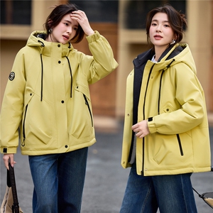 2025年冬季派克服宽松连帽加绒加厚棉服外套冲锋衣图片