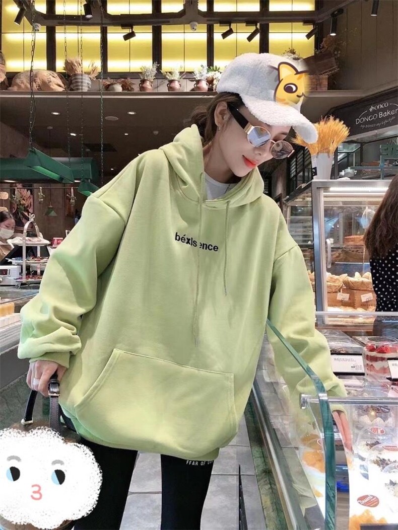 刺绣小字母加绒卫衣，女装卫衣/绒衫，一杭