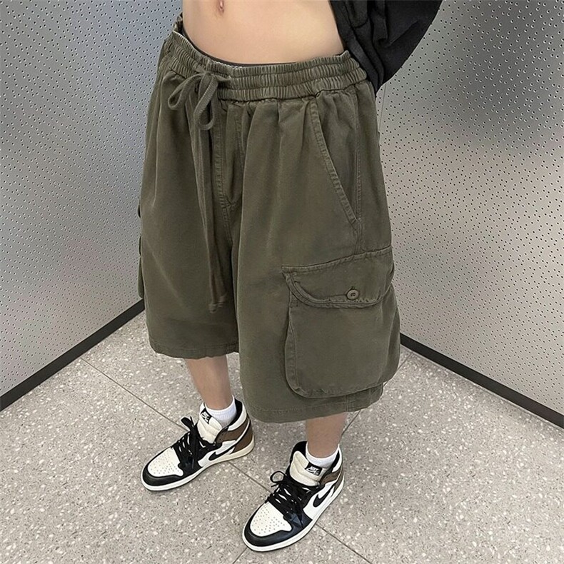 工装短裤男女韩版潮流高街帅气大口袋2026夏季ins五分裤K6285-P35,男装牛仔裤,星座412-2