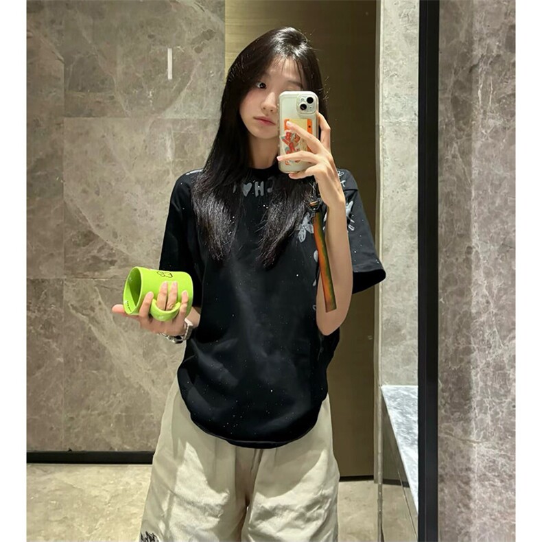 万针全刺绣工艺抖音得物高品质260克重磅纯棉双纱美式高街短袖T恤,男装T恤,电商A486-1