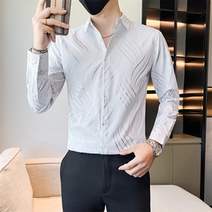 店主风新款男士店主风烫金长袖衬衫男修身衬衣301A-1/CS455/P55图片