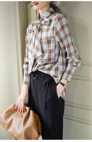 现货供应格子衬衫，女装衬衫，蒙娜迪妮