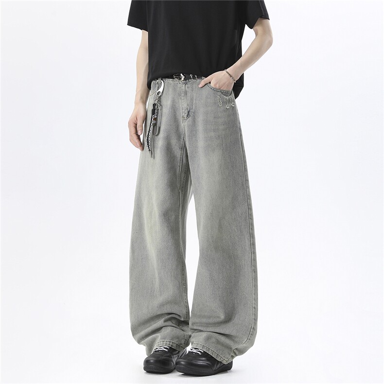 xz905-Z097#-特P-38美式高街宽松阔腿牛仔裤，男装牛仔裤，星座905