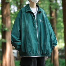 高品质秋款男立领夹克拉链字母印花复合皱休闲外套JK012P55，男装夹克，星座1013-1