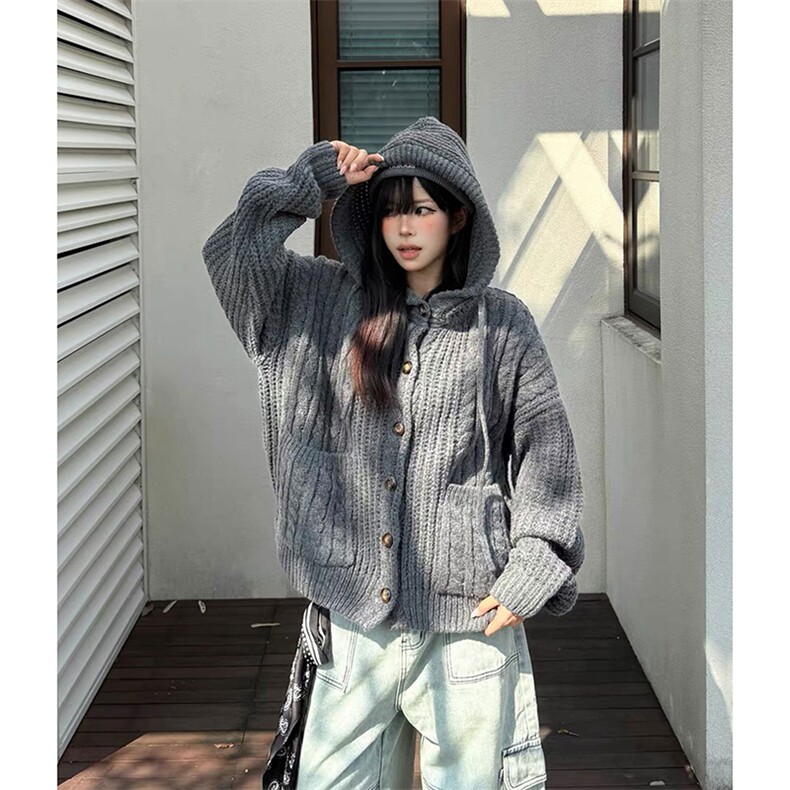 A2319TP75-网图秋冬新款美式复古麻花针织毛衣男女同款开衫外套,男装针织衫/毛衣,电商B241
