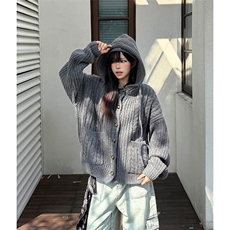 A2319TP75-网图秋冬新款美式复古麻花针织毛衣男女同款开衫外套，男装针织衫/毛衣，电商B241