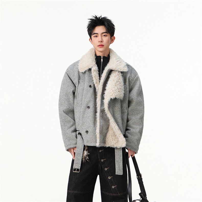 羊毛）复古双排扣毛领棉服男女冬季呢夹克JK1008-特P135-控258,男装夹克,星座216(原A116)