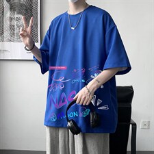 HT73186-P22NASA联名同款华夫格t恤男短袖男大码五分袖大皂风，男装T恤，电商A040
