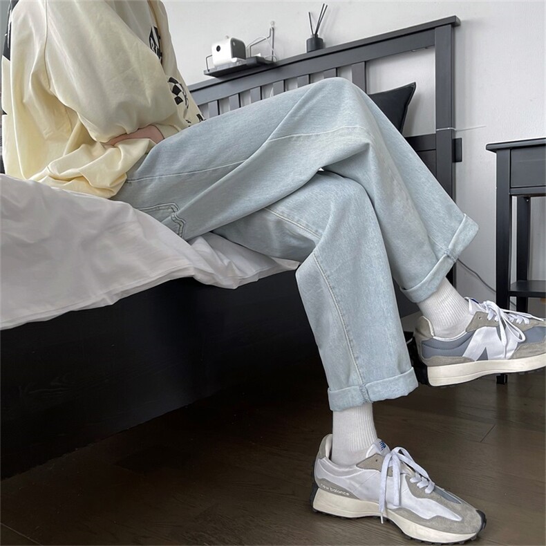 高品质！纯色chic阔腿裤子直筒宽松休闲裤男士A080-9231-P30控48,男装休闲裤,电商A080