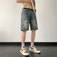 水洗男五分裤拉链文艺夏季新款牛仔裤潮破洞M881P33，男装牛仔裤，星座1116-2