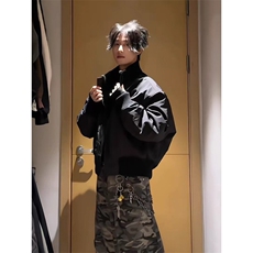 现货26春装美拉德立领飞行夹克纯色复古廓形高街棒球服外套，男装夹克，电商A486
