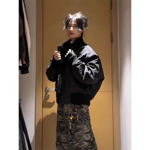 现货 26春装美拉德立领飞行夹克纯色复古廓形高街棒球服外套图片
