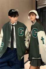潮牌字母刺绣棒球服男2021美式街头嘻哈宽松毛呢外套W2126-P56，男装夹克，星座512-4