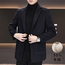 男士毛呢中长款大衣翻领羊毛呢子外套上衣N7917-P180，女装短外套，星座310B-3