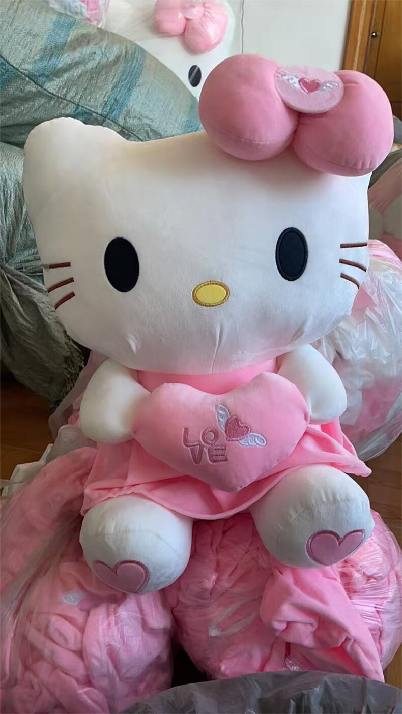 新款KT猫毛绒玩具抱心公仔猫咪布娃娃抱枕哈喽玩偶娃娃机生日礼物，安诺玩具