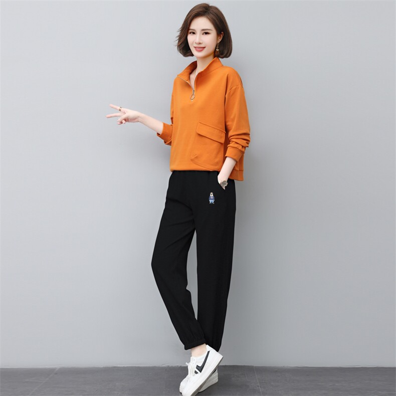 休闲运动套装女2025春秋新款大码宽松中年妈妈时尚卫衣卫裤两件套,女装套装/套裙,璐依舞