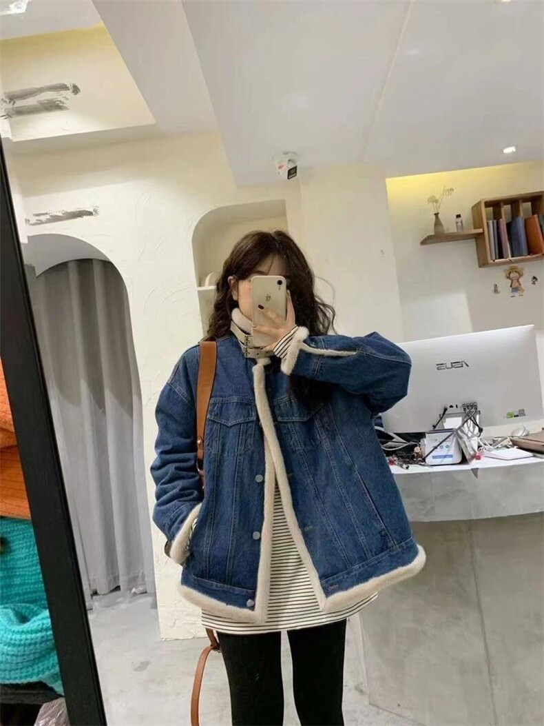MMC立领牛仔拼接水貂毛外套,女装其它,MM.C