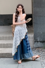 设计感不规则流苏罩衫套装女2025夏新款休闲高腰显瘦阔腿裤两件套，女装套装/套裙，2C169