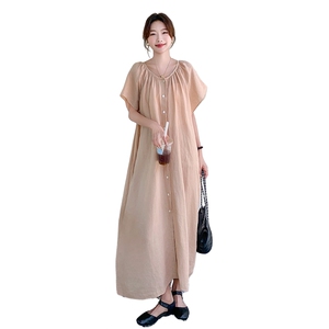 夏季韩版泡泡袖皱褶设计连衣裙 5091 P135 K208图片