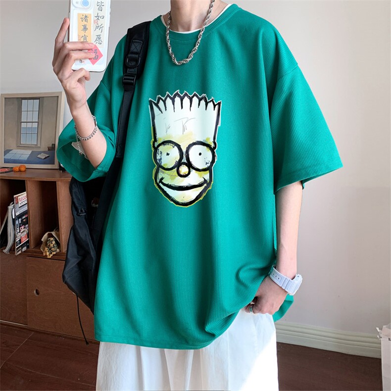！定制面料2024夏季新款男士华夫格短袖T恤情侣半袖TXH355P25,男装T恤,电商B220