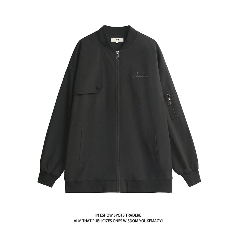 白底秋装宽松防水棒球领飞行服绣花夹克女装秋季大码外套S229-P88，男装夹克，电商A233-2