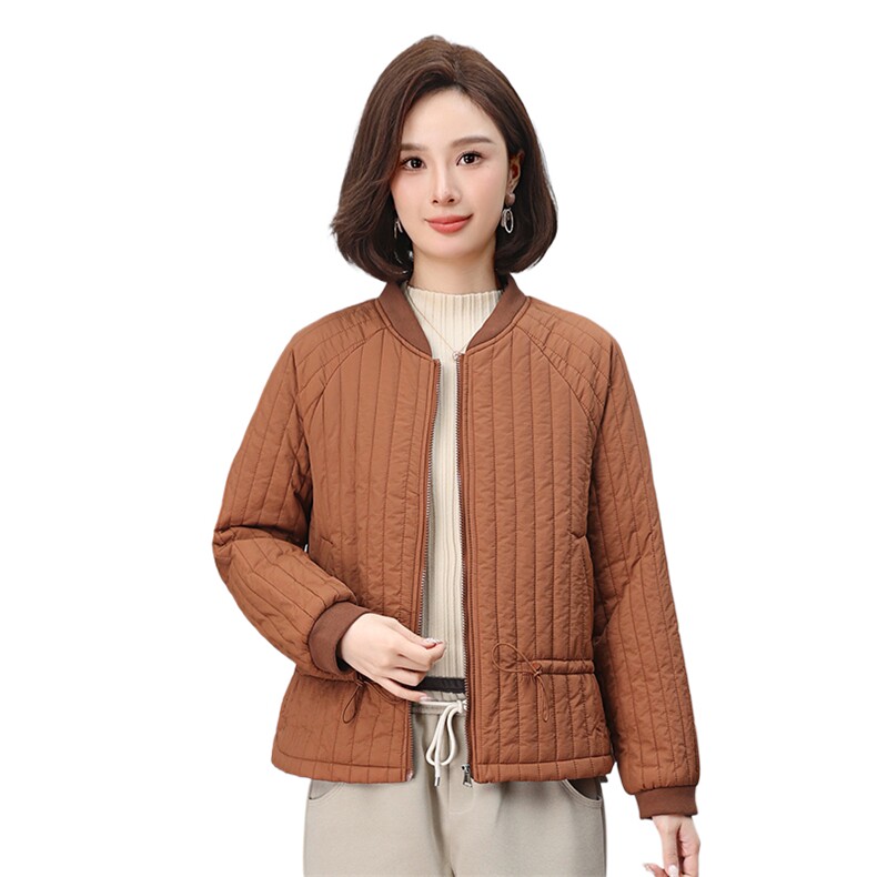 叶笙衣1181棒球领竖条纹抽绳棉衣,女装棉衣/棉服,叶笙衣