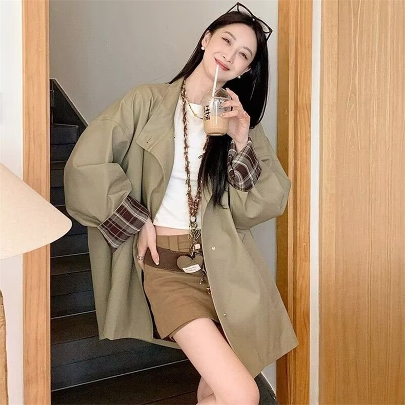 大码女装休闲短款风衣外套女2025春秋新款韩版设计感夹克女,男装风衣,星座1210-1