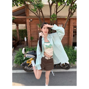 TC644-P45长袖衬衫女春夏季新款防晒休闲风外搭衬衣图片