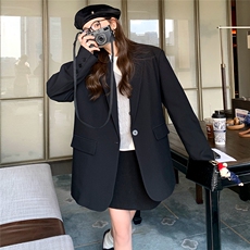 黑色显瘦高级感西装短外套女小个子2025春季新款简约百搭西服上衣，女装西装，2C125