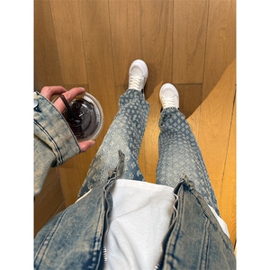 现货 欧美hiphop炸街提花满印牛仔裤男 K5826-P50图片