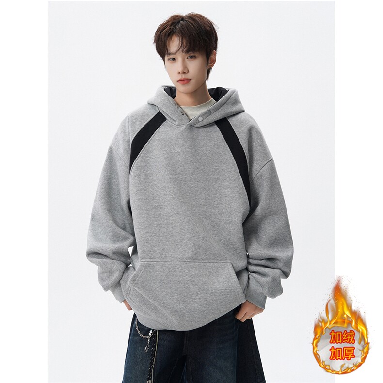 ！加绒加厚拼接撞色卫衣冬季连帽衫外套女WR2253JR-P65控98,女装短外套,星座815A