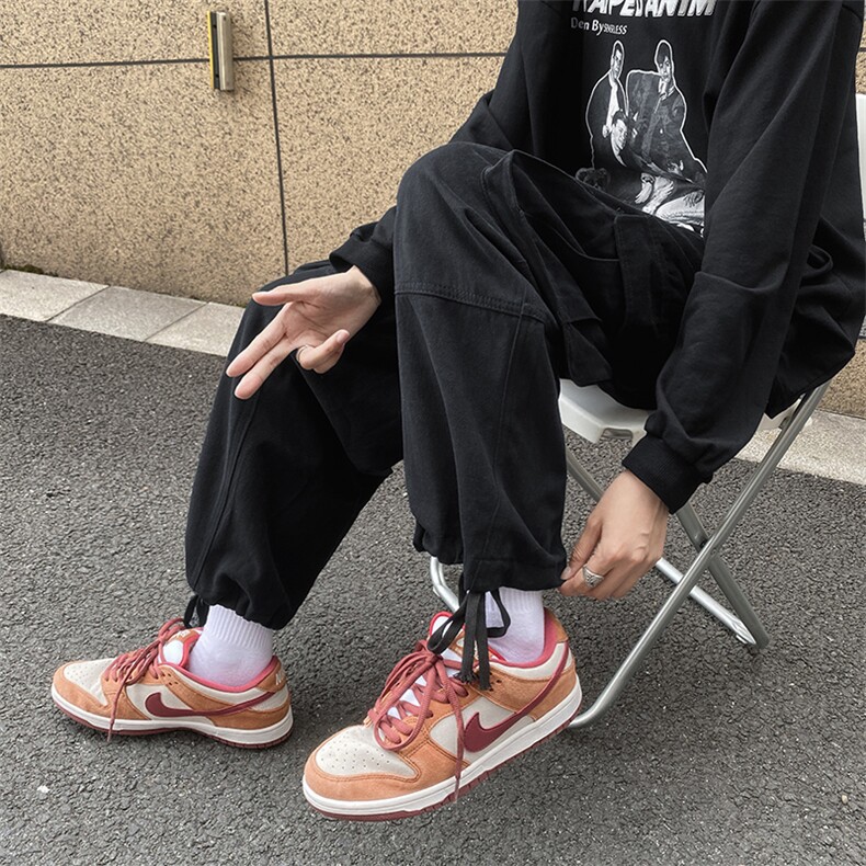 直筒工装裤男韩版潮流裤子春秋季新款宽松潮牌束脚长裤AK0362-P40，男装休闲裤，星座1008