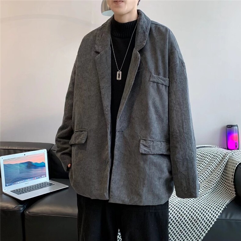 灯芯绒西装夹克男士2023春季新款港风宽松西服外套X8819P55,男装夹克,星座1116-2
