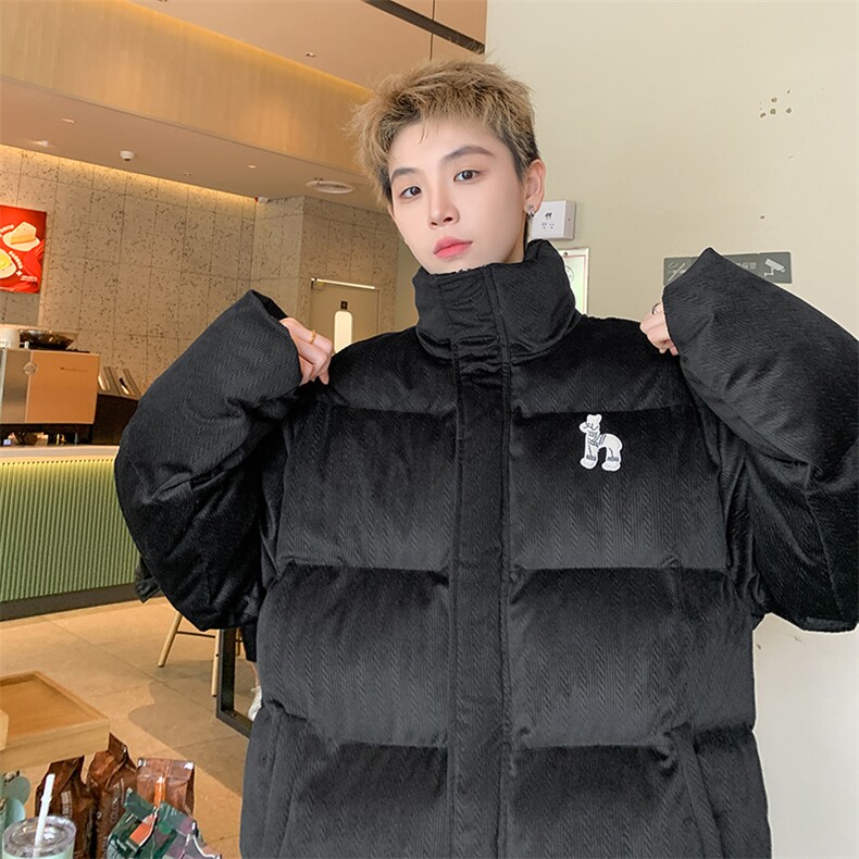 字母刺绣灯芯绒麻花条冬季纯色棉衣棉服外套男XMY2312-P115控158,男装棉衣,电商B370