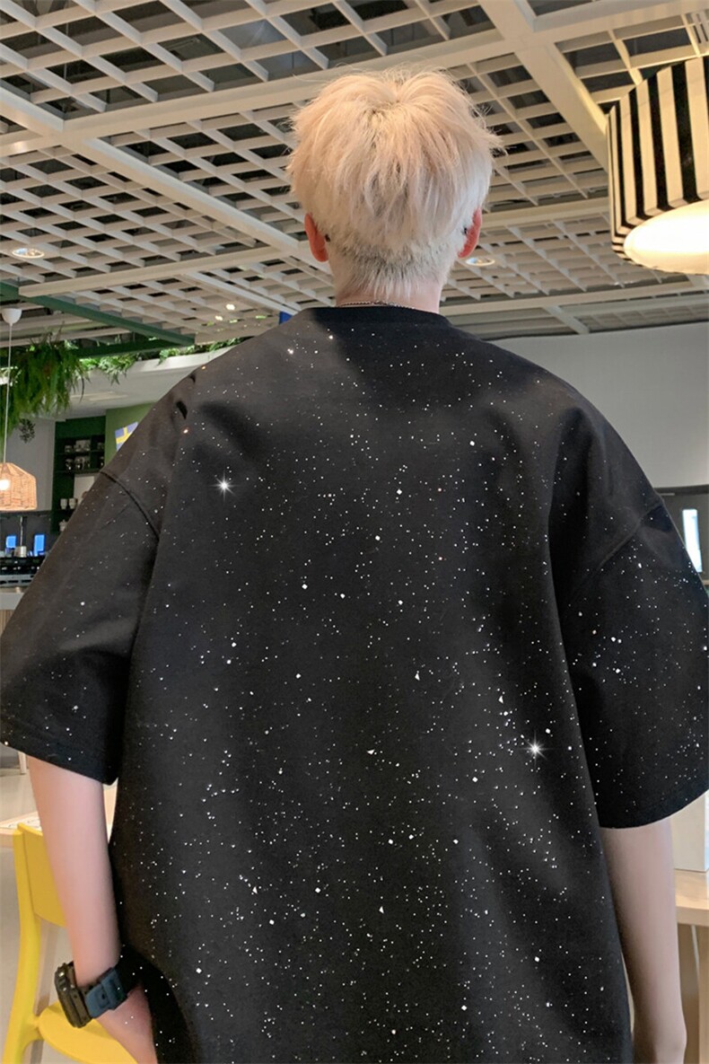 2025夏季新款高品质满天星亮片短袖T恤光板MT900-特P20,男装T恤,星座508（原C305）