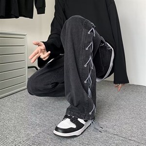 牛仔裤男秋季潮大码休闲裤子高街NA88P45图片