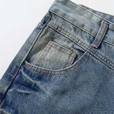 美式复古新品磨白口袋设计感做旧蓝牛仔裤男宽松直筒FAT31P53，男装牛仔裤，星座1013-1