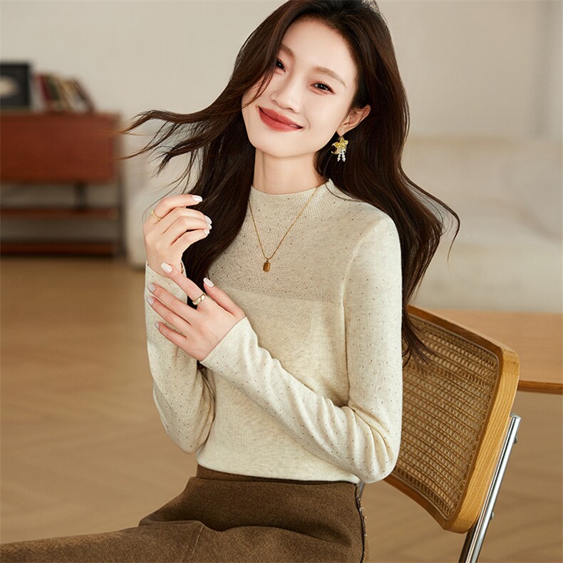 半高领2024秋冬新款毛衣打底衫女套头纯色上衣内搭修身显瘦针织衫,商品下架区,韩然一族