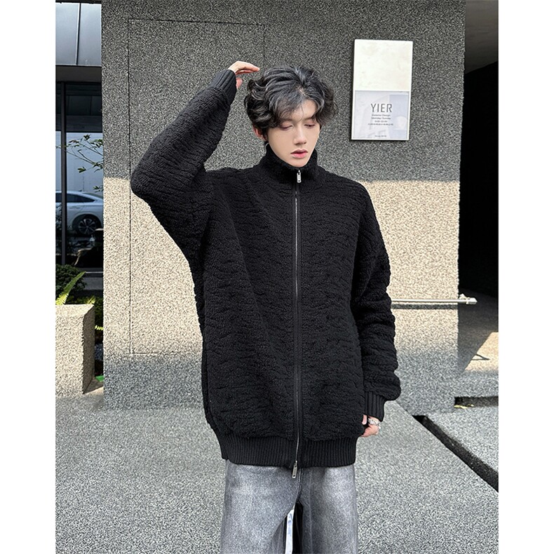 立领拉链开衫毛衣秋冬季宽松休闲慵懒风时尚针织衫外套,男装针织衫/毛衣,星座410-6（原星座1304-1）